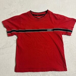 VTG Unionbay Kids Size 6 Red T-Shirt Y2K Skater Streetwear Chest Stripe Retro